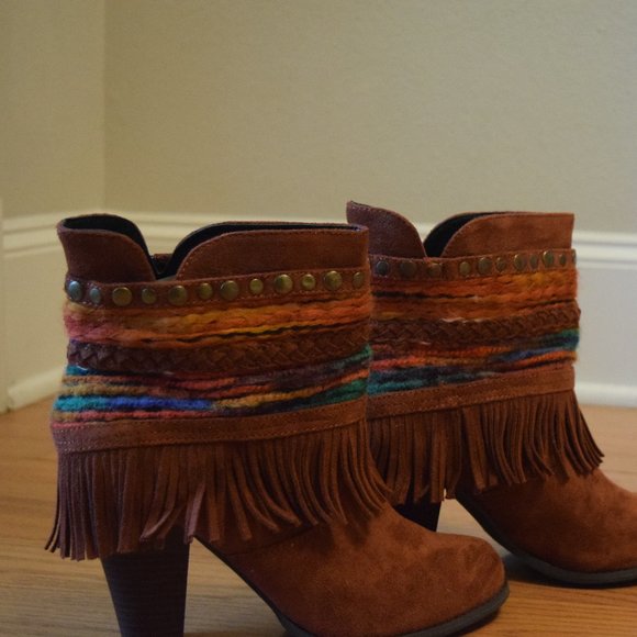 LIKE NEW Boho Fringe Booties - Picture 3 of 4